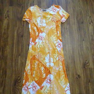 Hilo Hattie Maxi Dress Hawaiian Original Size M Orange Floral